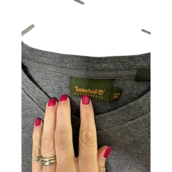 Timberland Gray Long Sleeve V-Neck Shirt Men's XL 100% Cotton - Picture 5 of 7